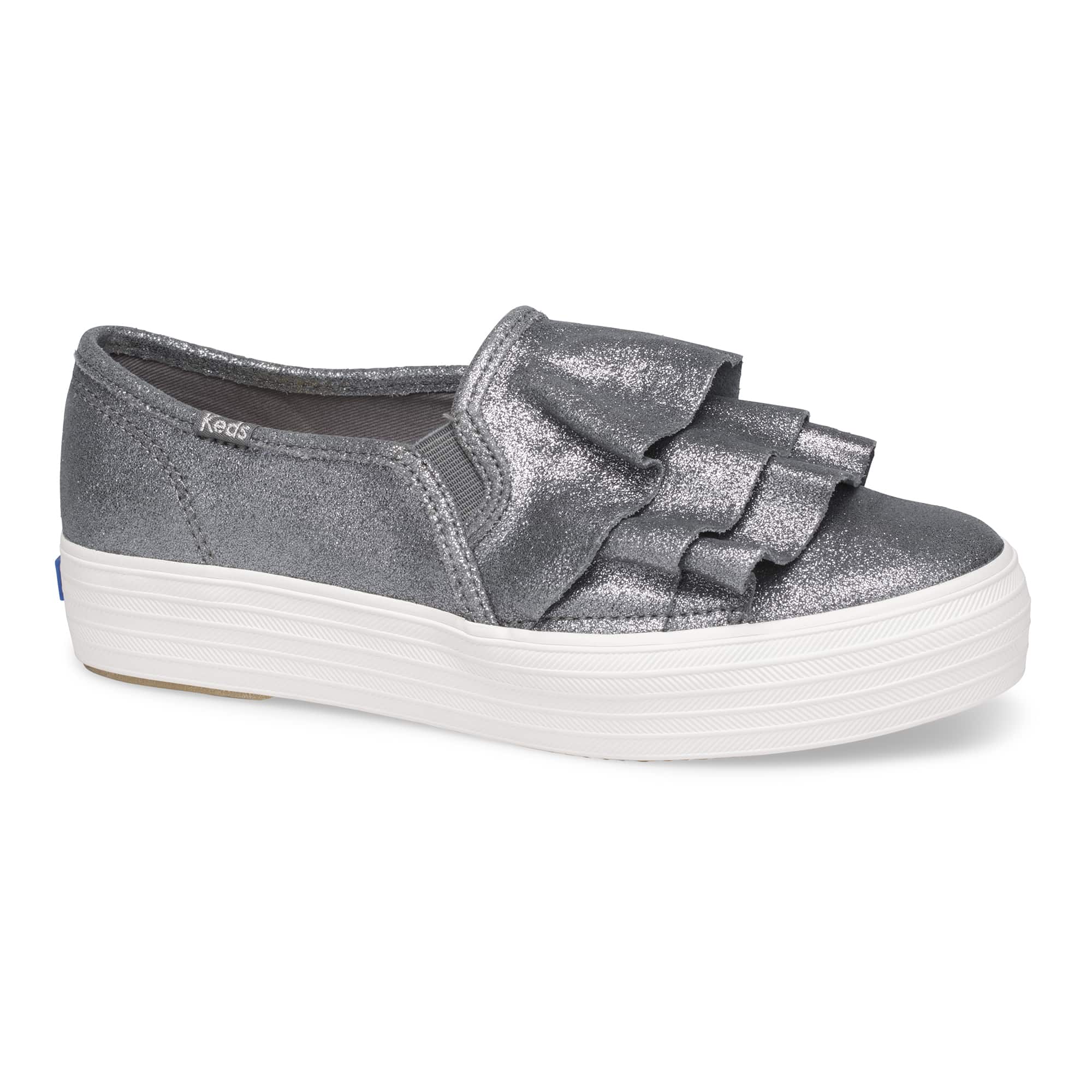 WH58987 TRIPLE RUFFLE GLITTER SUEDE SUEDE GLITTER ΓΚΡΙ - Image 1